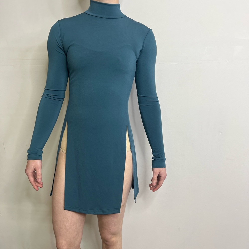 Weissman Dance Costume Matte Jersey Side Slit Dress Nude Lining Adult XS NEW